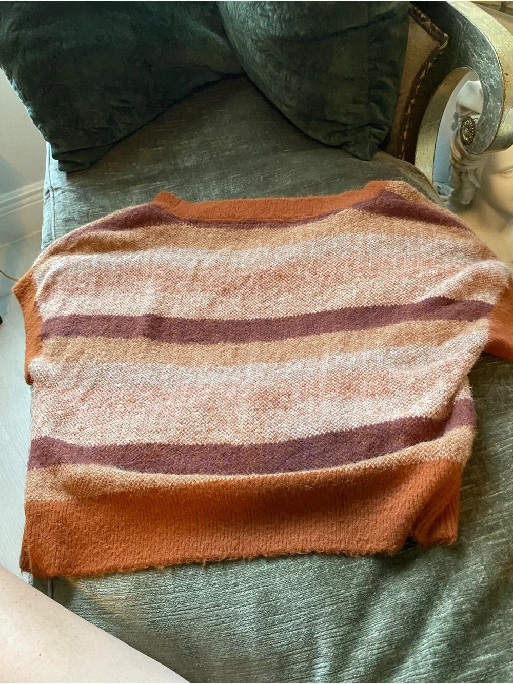 Free People Rust & Mauve Striped Crop Sweater